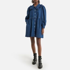 Levi’s Frill Peter Pan Collar Denim Dress SZ XS